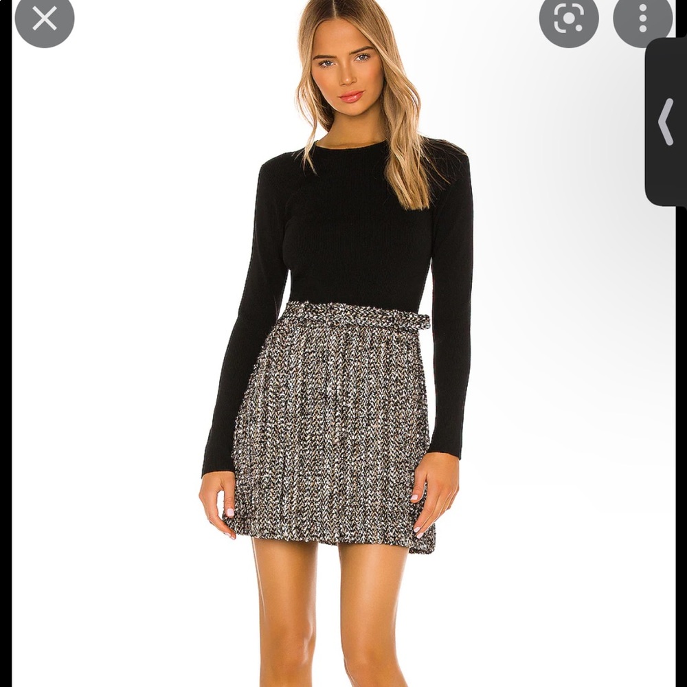 Theory Long-Sleeve Knit Combo Dress in Tweed